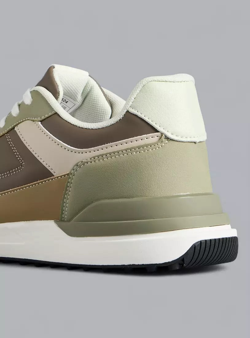 Panelled Sports Shoes with Lace-Up Closure