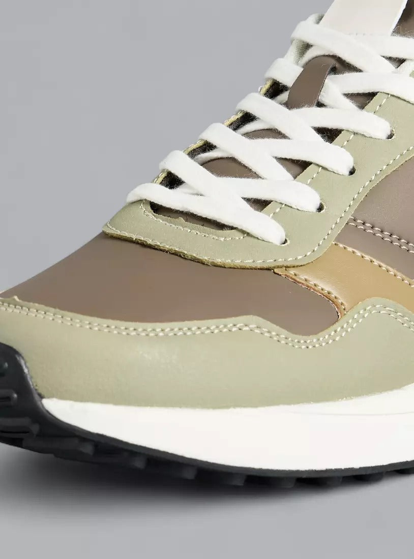 Panelled Sports Shoes with Lace-Up Closure