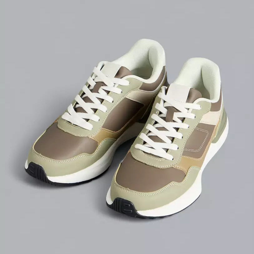 Panelled Sports Shoes with Lace-Up Closure