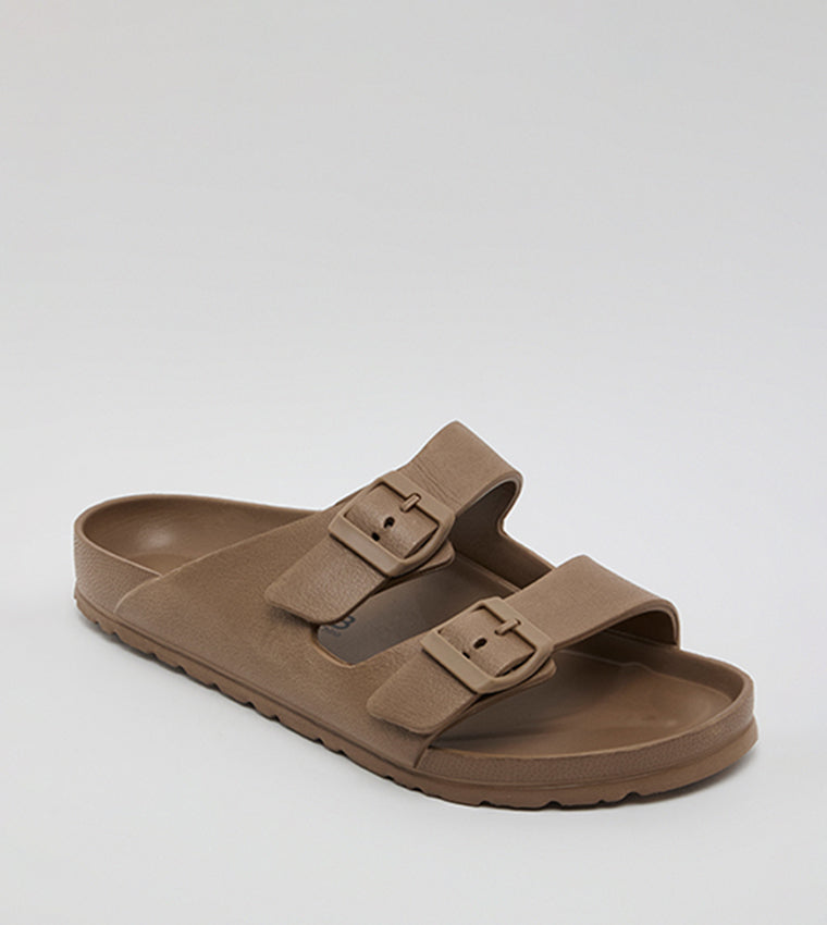 R&B Double Strap Comfort Sandals Brown