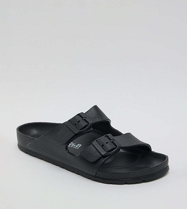 R&B Double Strap Comfort Sandals BLACK