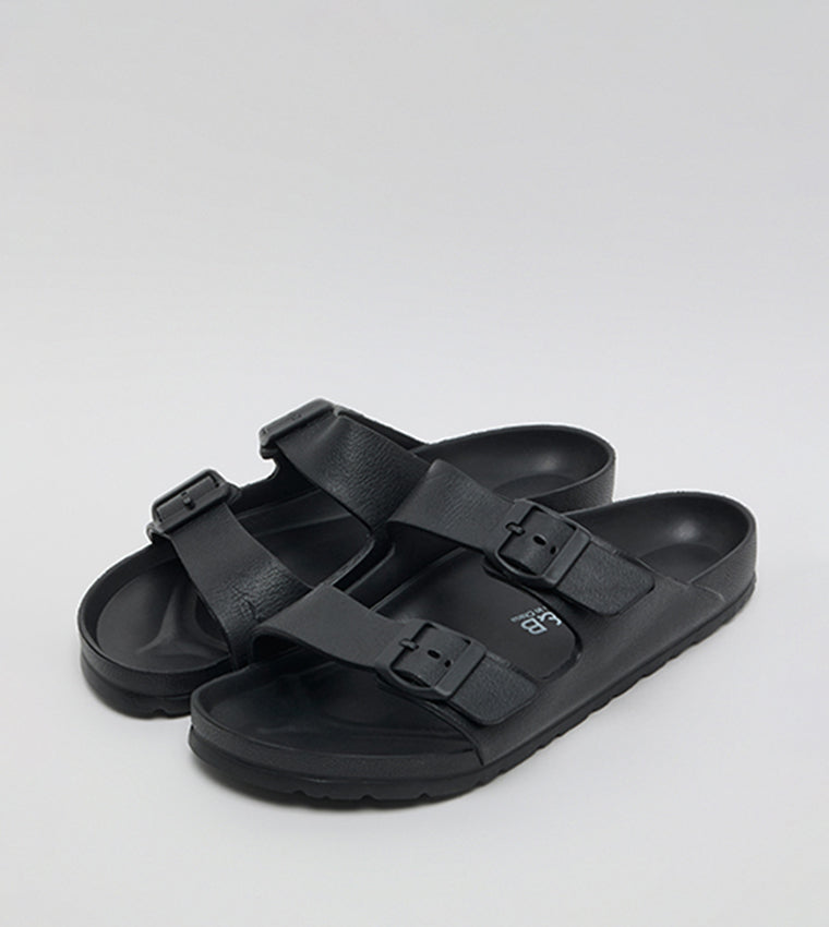 R&B Double Strap Comfort Sandals BLACK