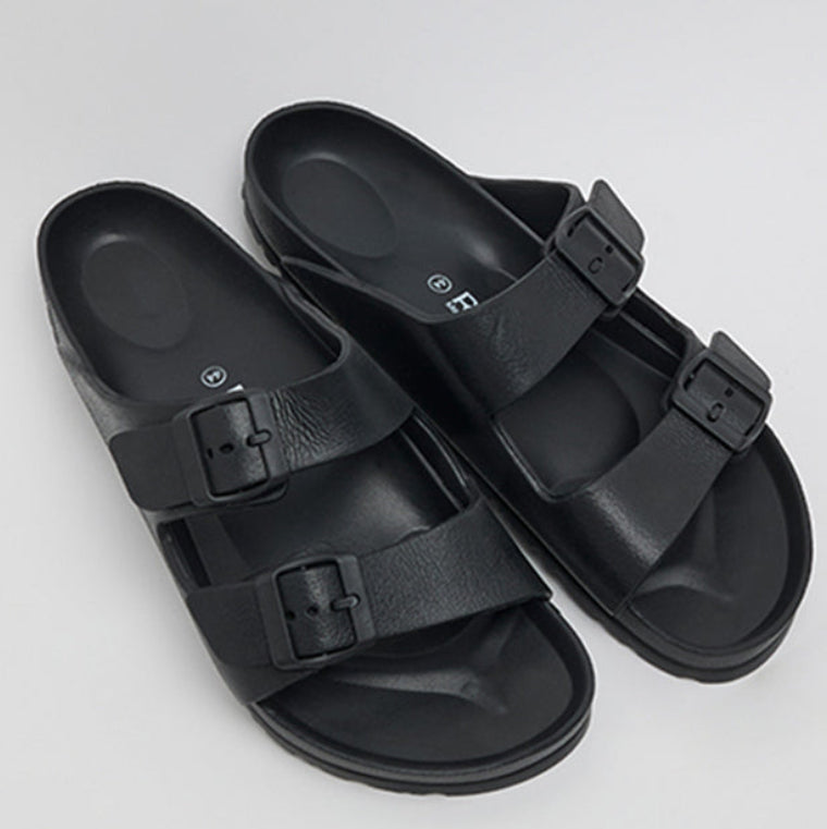R&B Double Strap Comfort Sandals BLACK