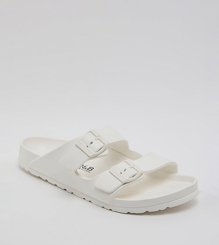 R&B Double Strap Comfort Sandals White
