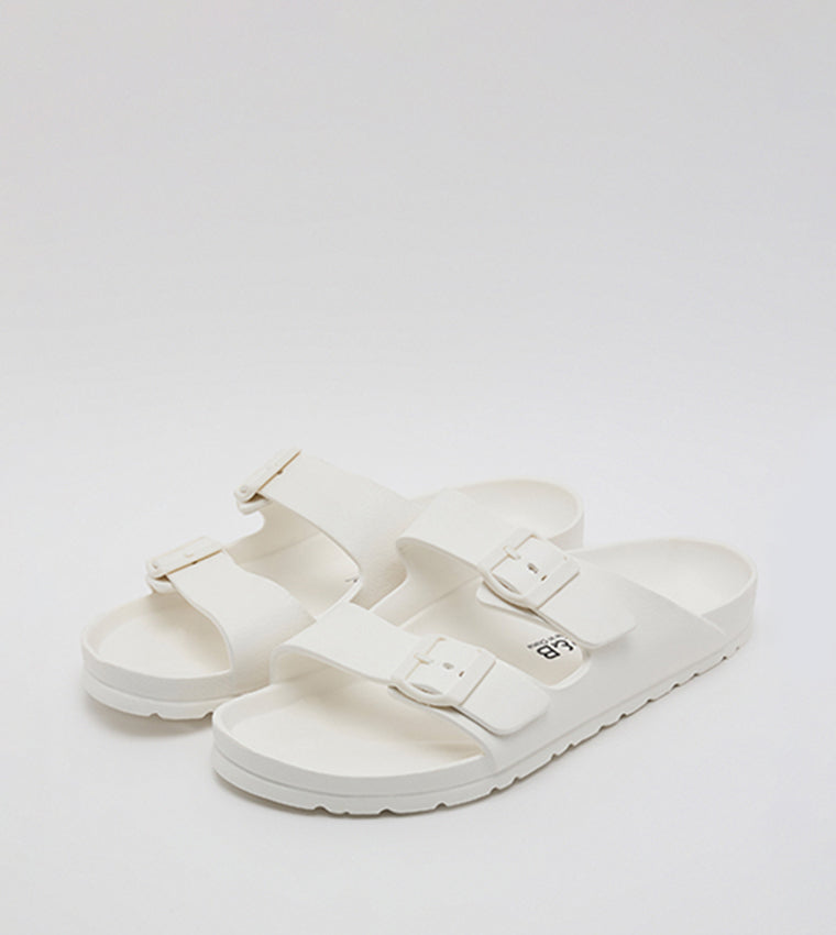 R&B Double Strap Comfort Sandals White