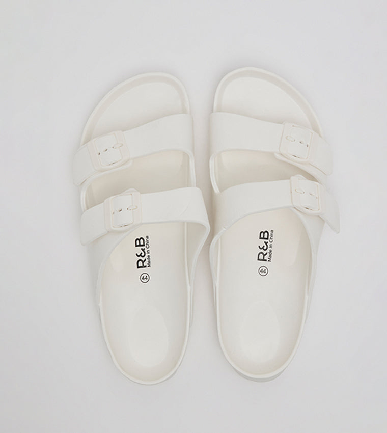 R&B Double Strap Comfort Sandals White