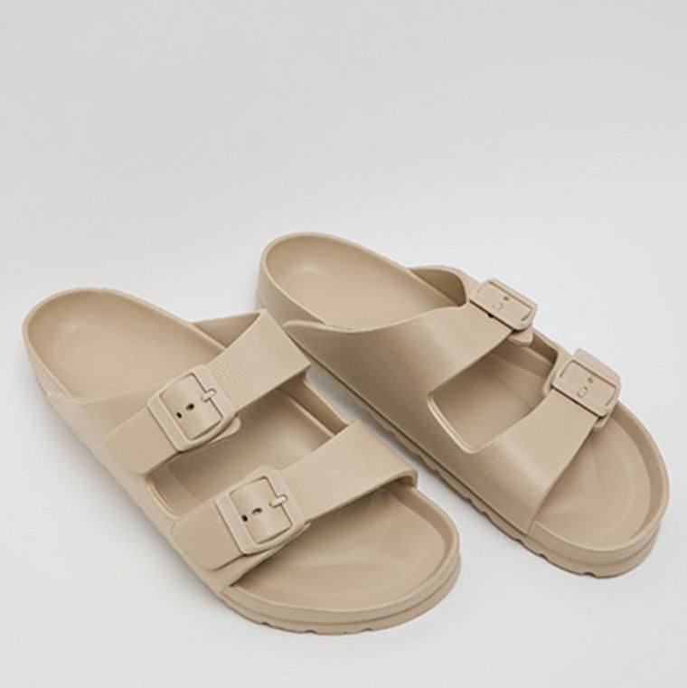 R&amp;B Double Strap Comfort Sandals Beige