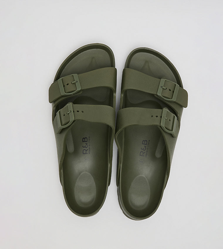 R&B Double Strap Comfort Sandals Olive
