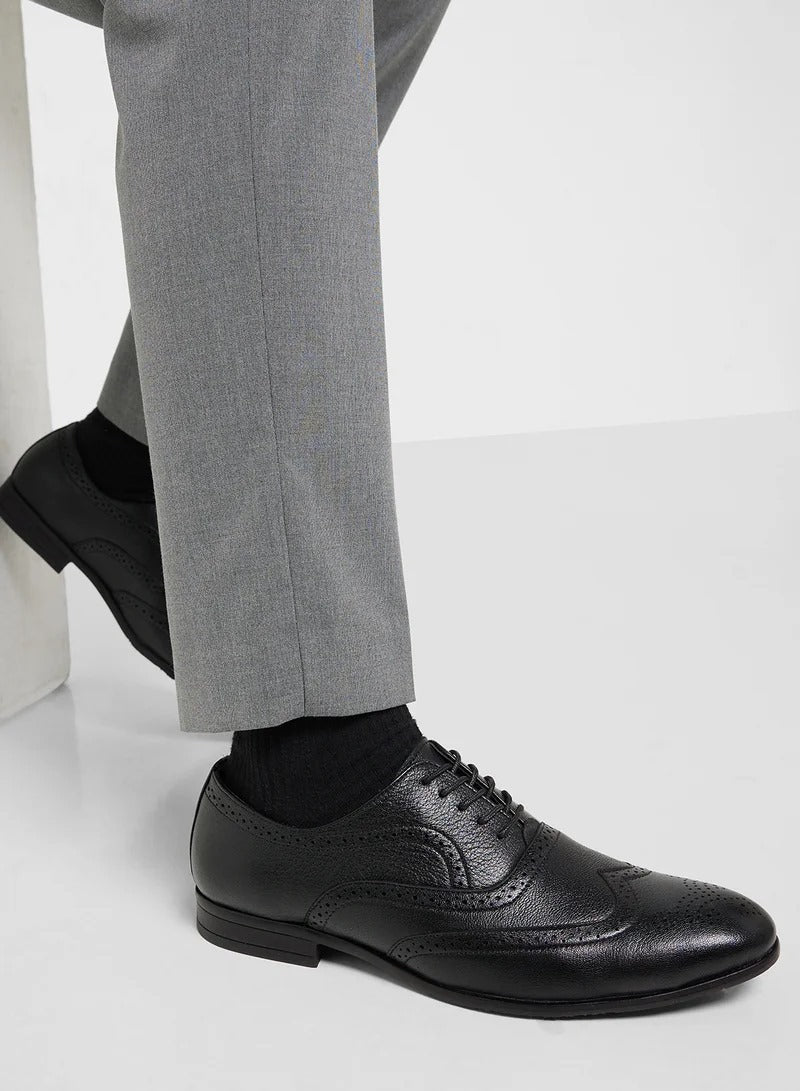 Robert Wood Genuine Leather Formal Jet Black