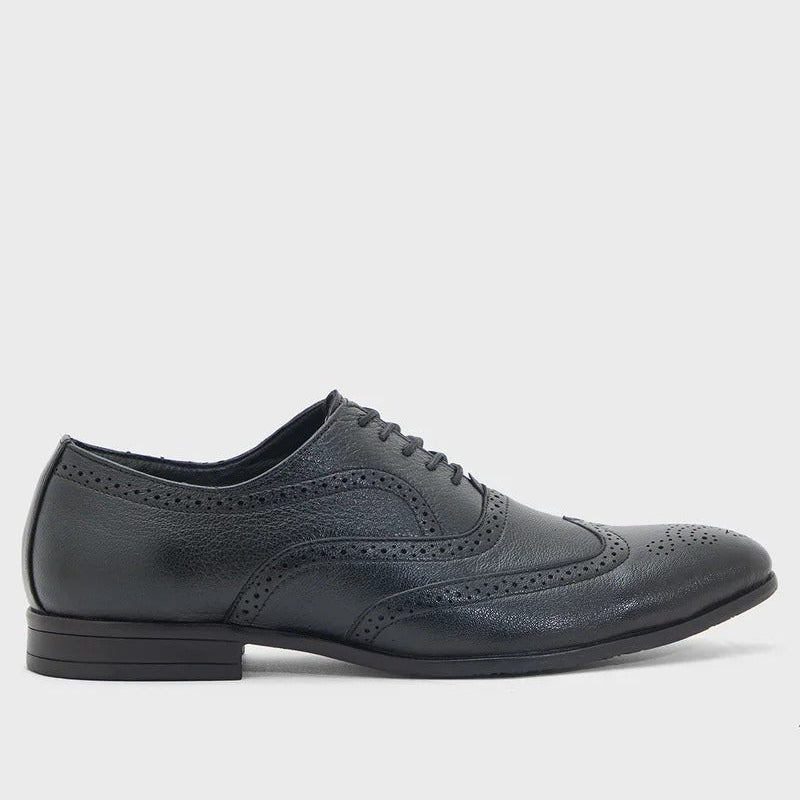Robert Wood Genuine Leather Formal Jet Black