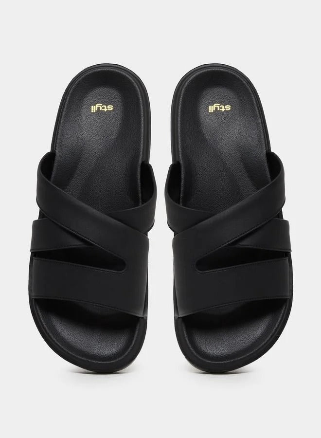 Styli Crisscross Slides Black