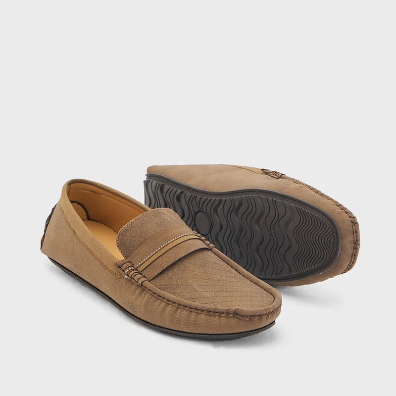 Robert Wood Saddle Detail Textuted Loafers - Light brown