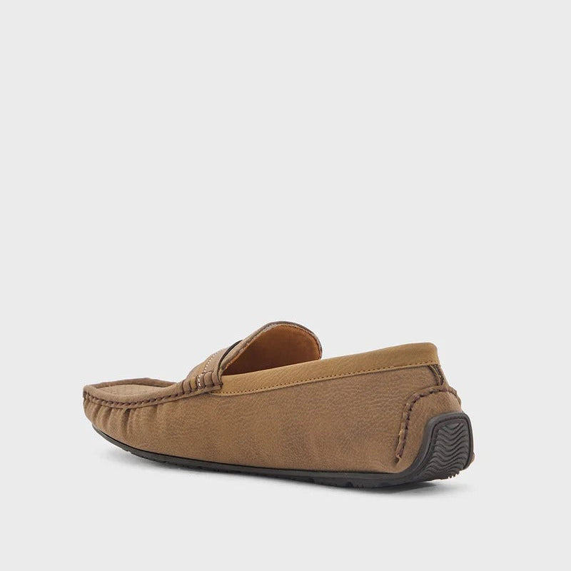 Robert Wood Saddle Detail Textuted Loafers - Light brown