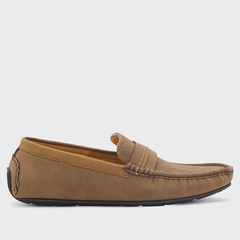 Robert Wood Saddle Detail Textuted Loafers - Light brown