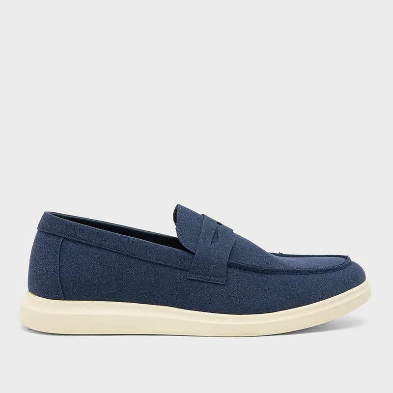 Smart Casual Suede Slip Ons - Navy