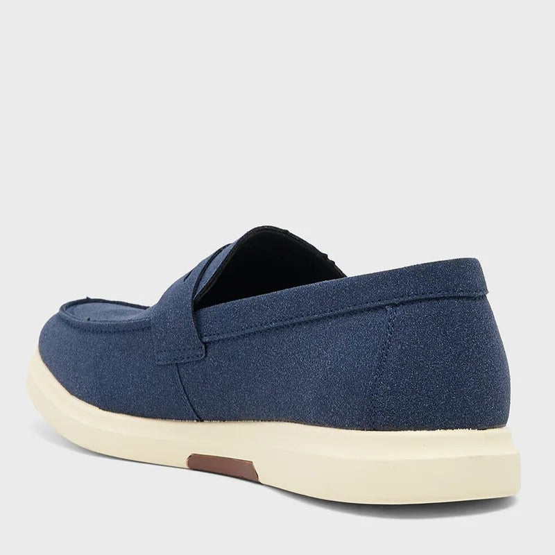 Smart Casual Suede Slip Ons - Navy