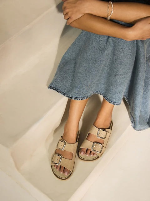Standard Fit Double Strap Footbed Sandals
