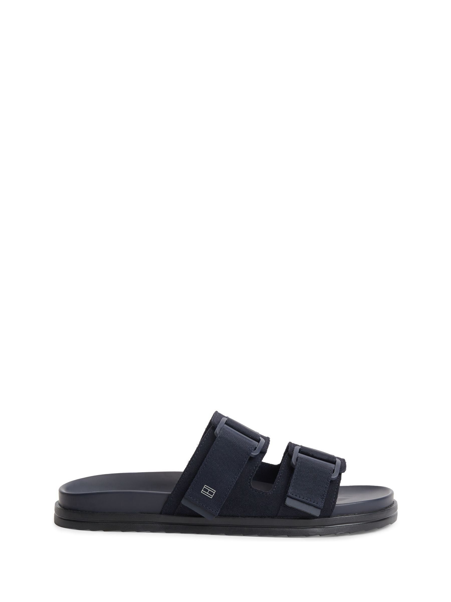 Tommy Hilfiger Suede Sandals with Webbing Strap Buckle Blue