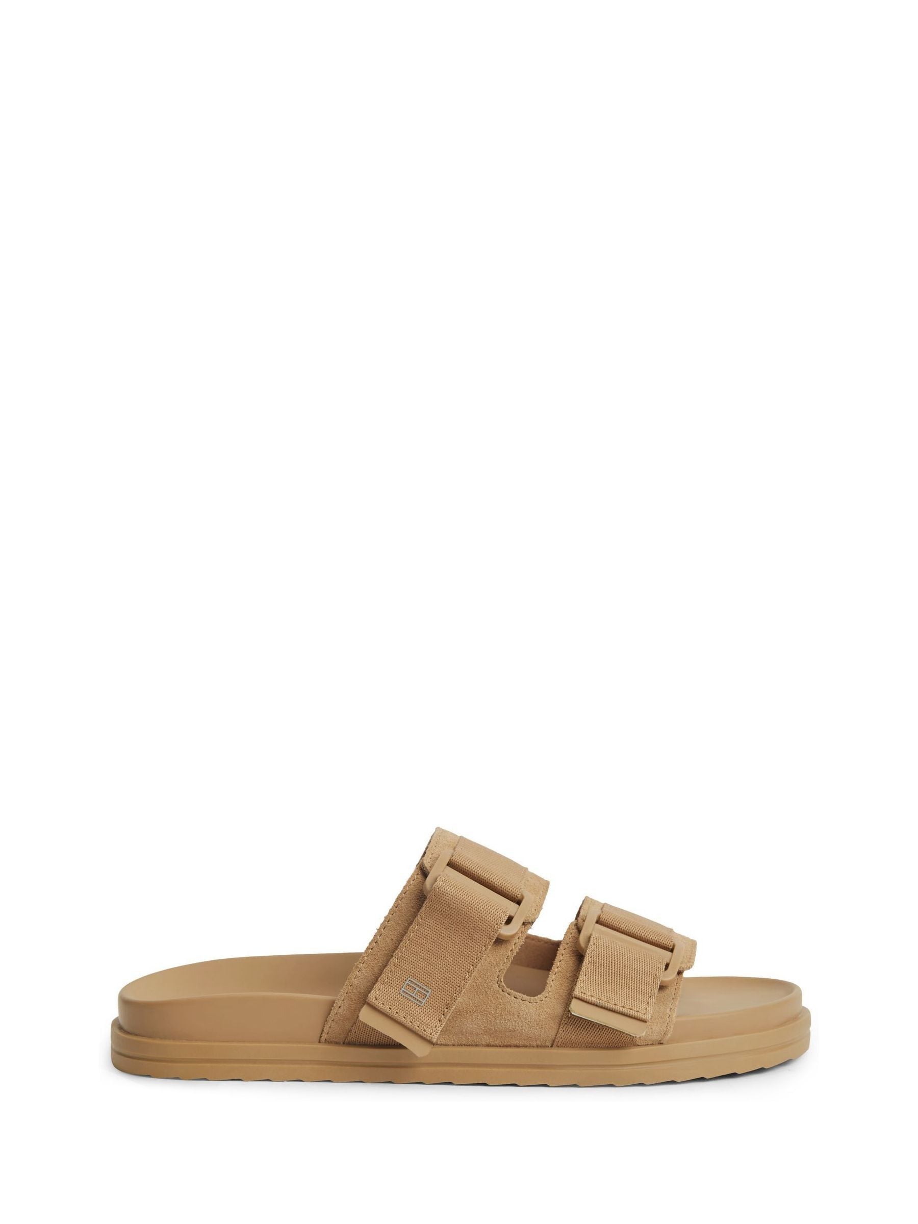 Tommy Hilfiger Natural Webbing Strap Buckle Suede Sandals