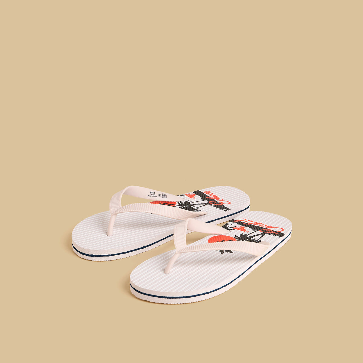 Max Tropical Print Thong Slippers Cream for Men - image 1
