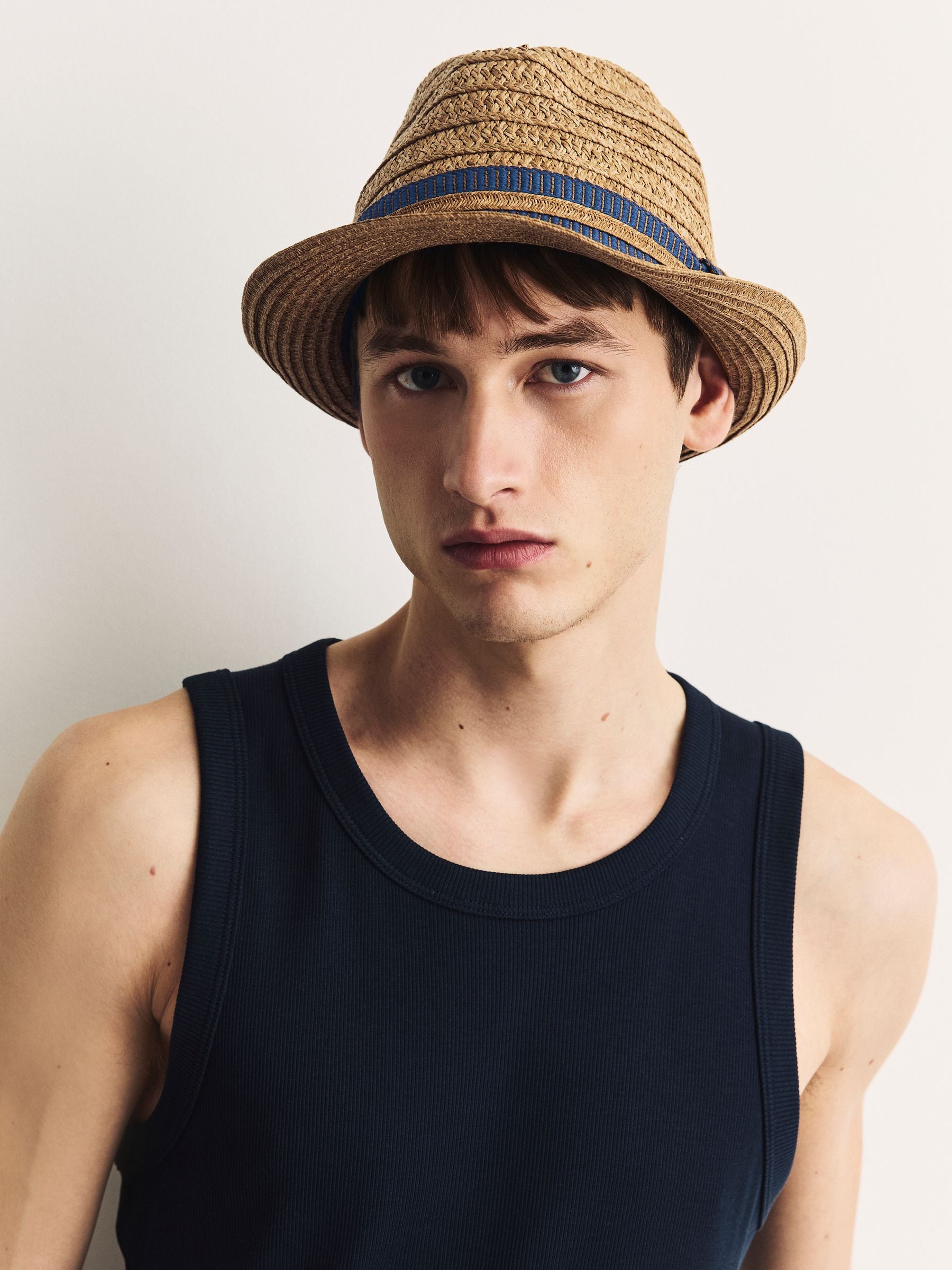 Next Brown Trilby Hat Regular Fit Paper Material