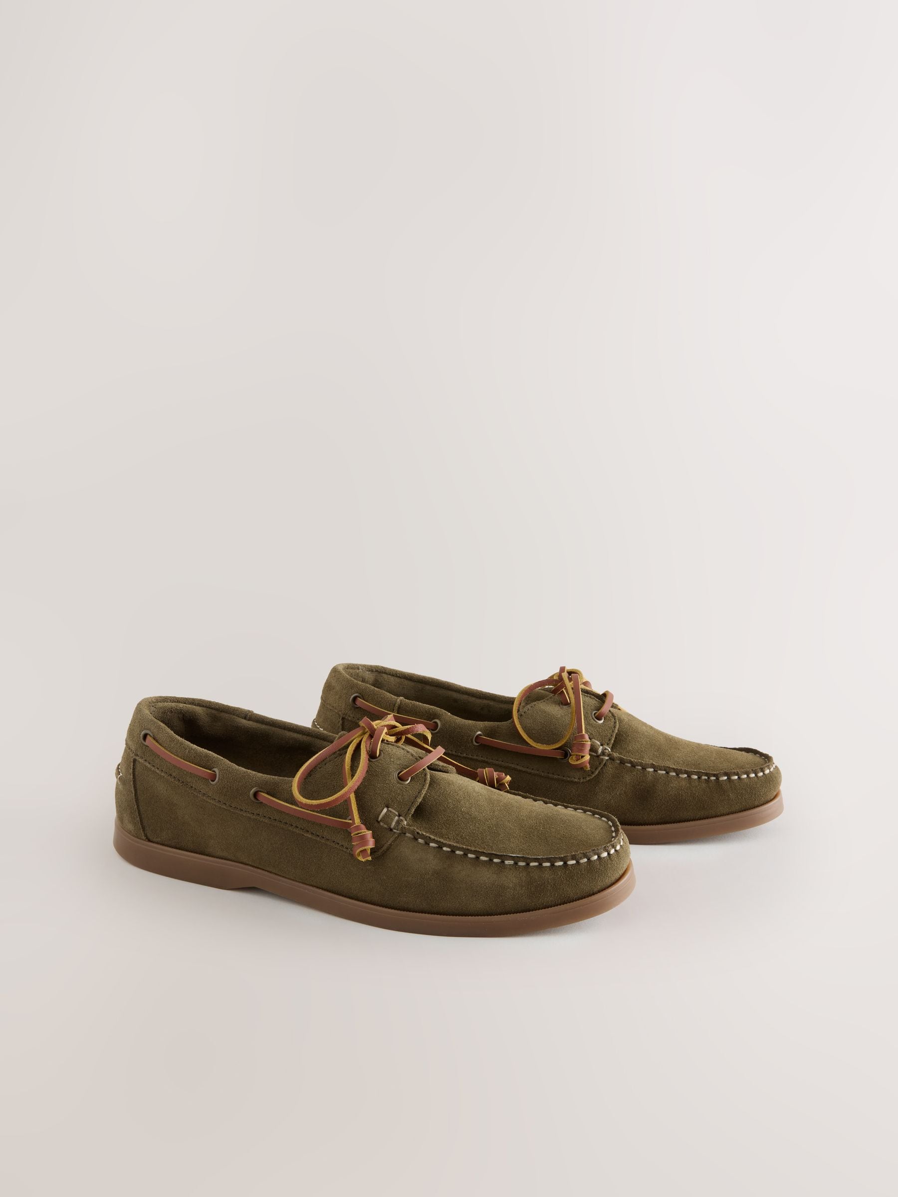 Next Signature Leather Boat Shoes Green