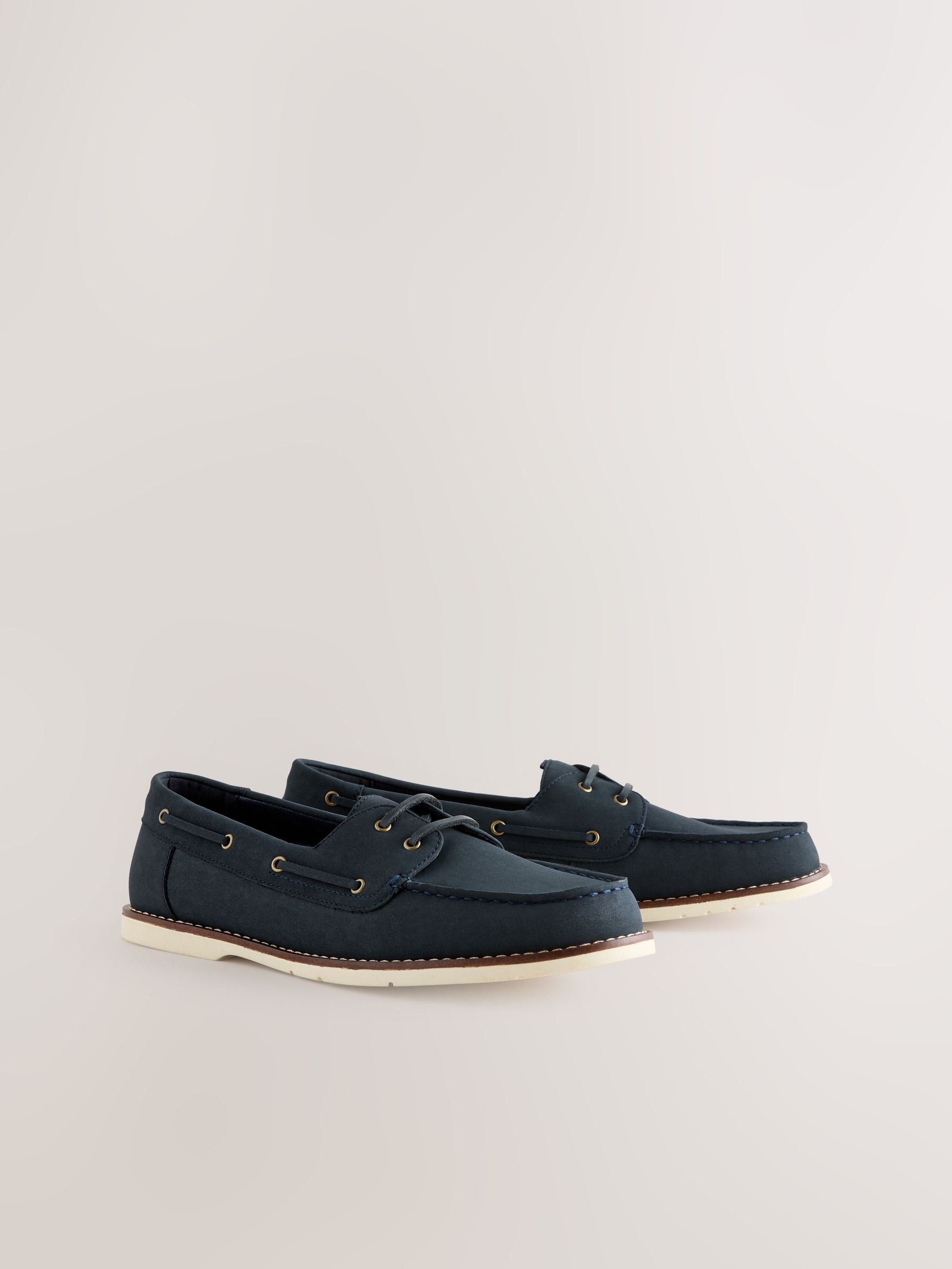 Next Navy Boat Shoes with Leather Laces