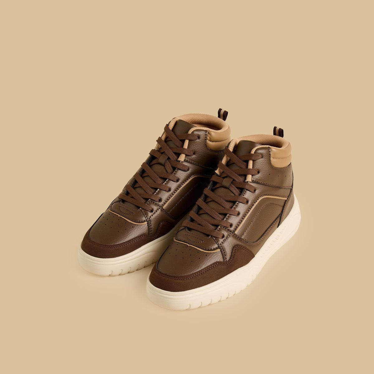 Max High Top Sneakers with Lace-Up Closure Brown for Men - image 1
