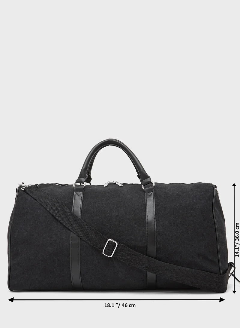 Robert Wood Canvas Duffle Bag Men Black