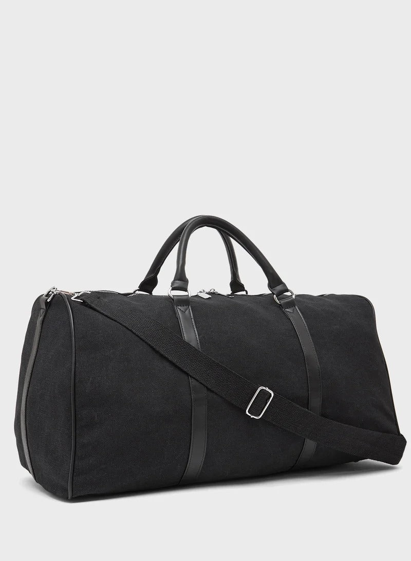 Robert Wood Canvas Duffle Bag Men Black