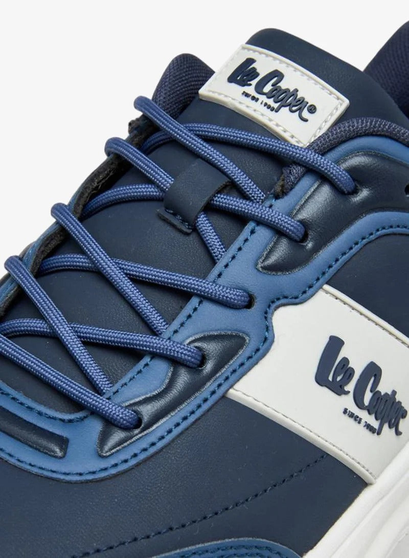 Lee Cooper Men's Blue Textured Lace-Up Sneakers