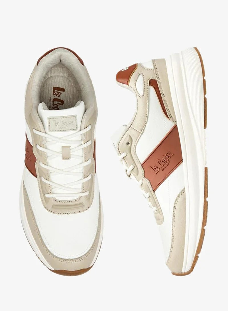 Lee Cooper Men's Beige Textured Lace-Up Sneakers