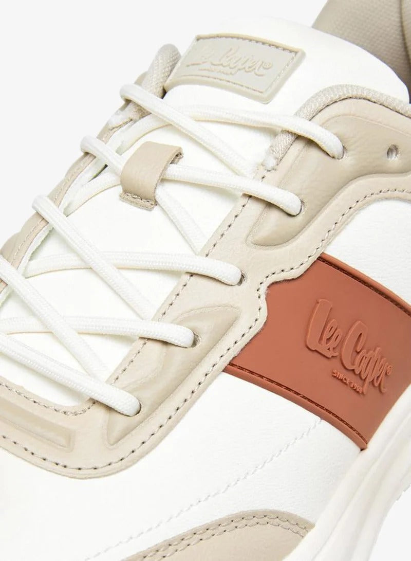 Lee Cooper Men's Beige Textured Lace-Up Sneakers