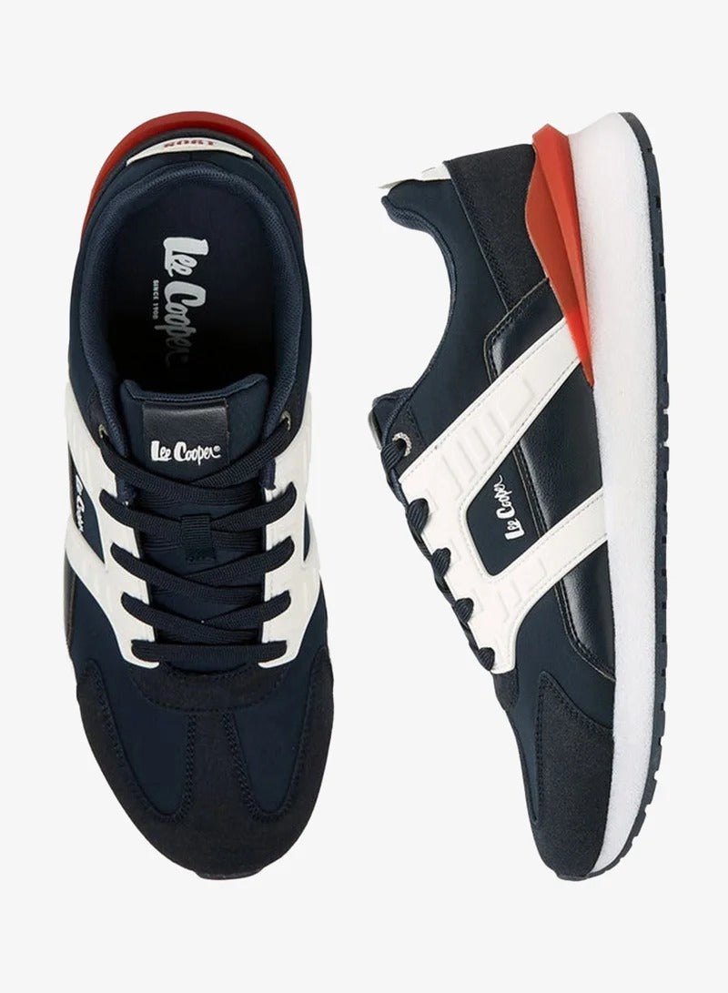 Lee Cooper Mens Lace-Up Sneakers Blue/Beige