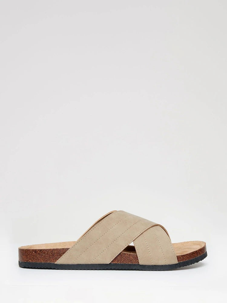 ThreadBare Faux Suede cross Sandal Beige