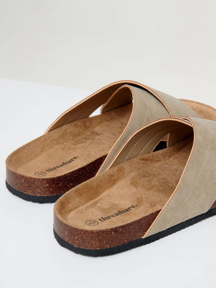 ThreadBare Faux Suede cross Sandal Beige