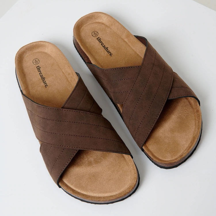 ThreadBare Faux Suede cross Sandal Beige