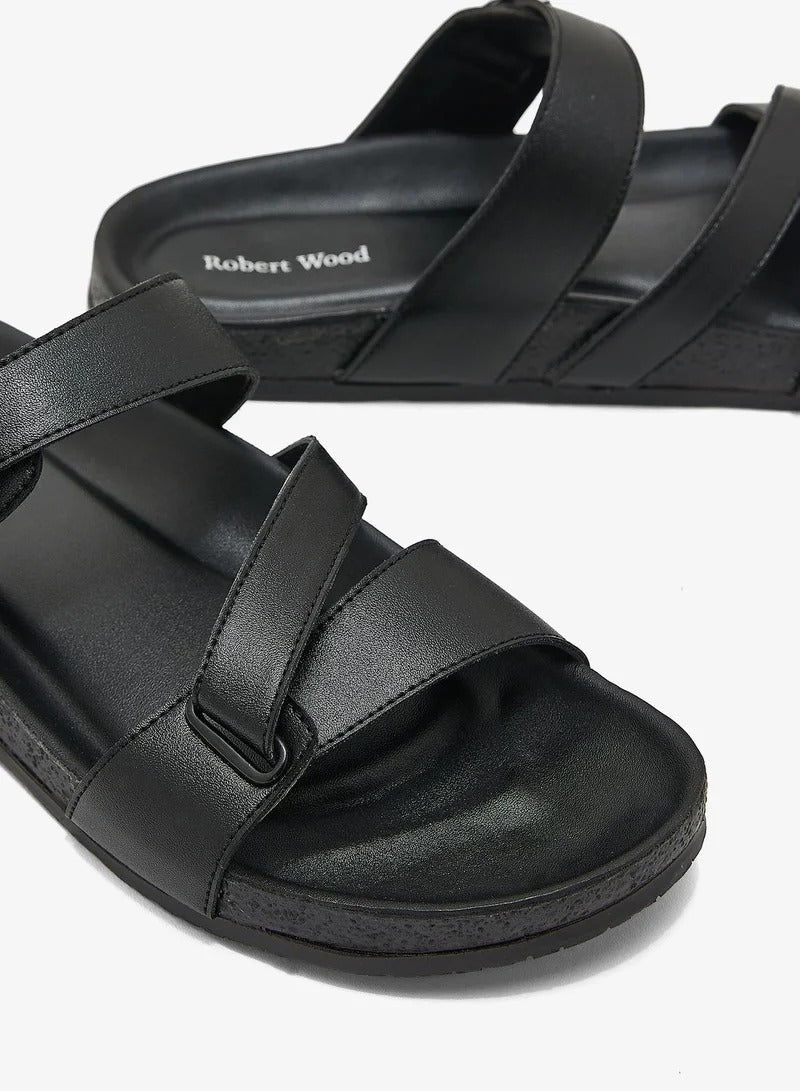 Robert Wood Cross Strap Sandals Black