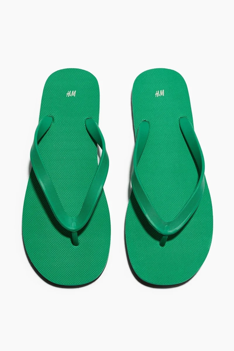 H&M Rubber Flip Flops Green