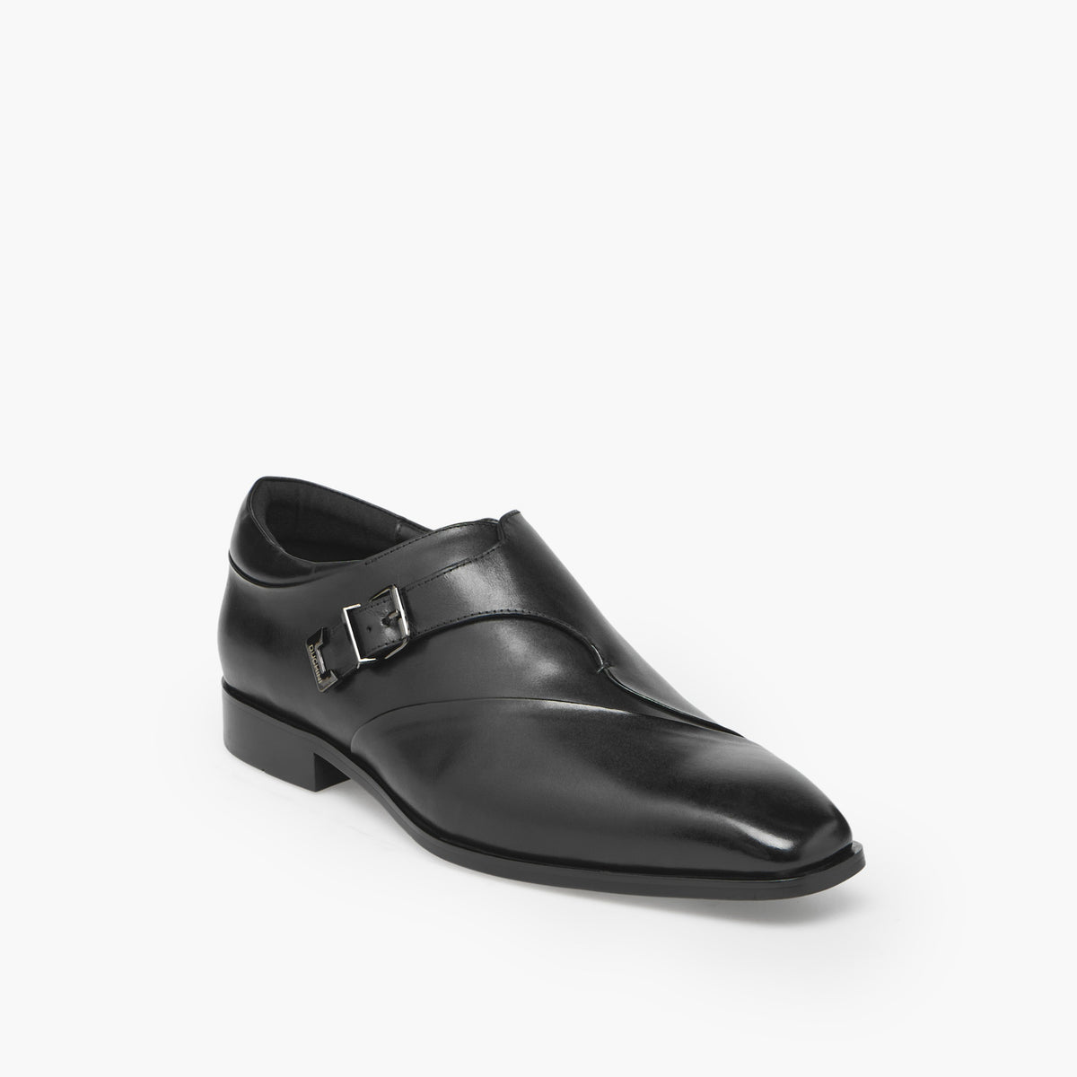 Duchini Men Buckled Leather Monk Shoes Black