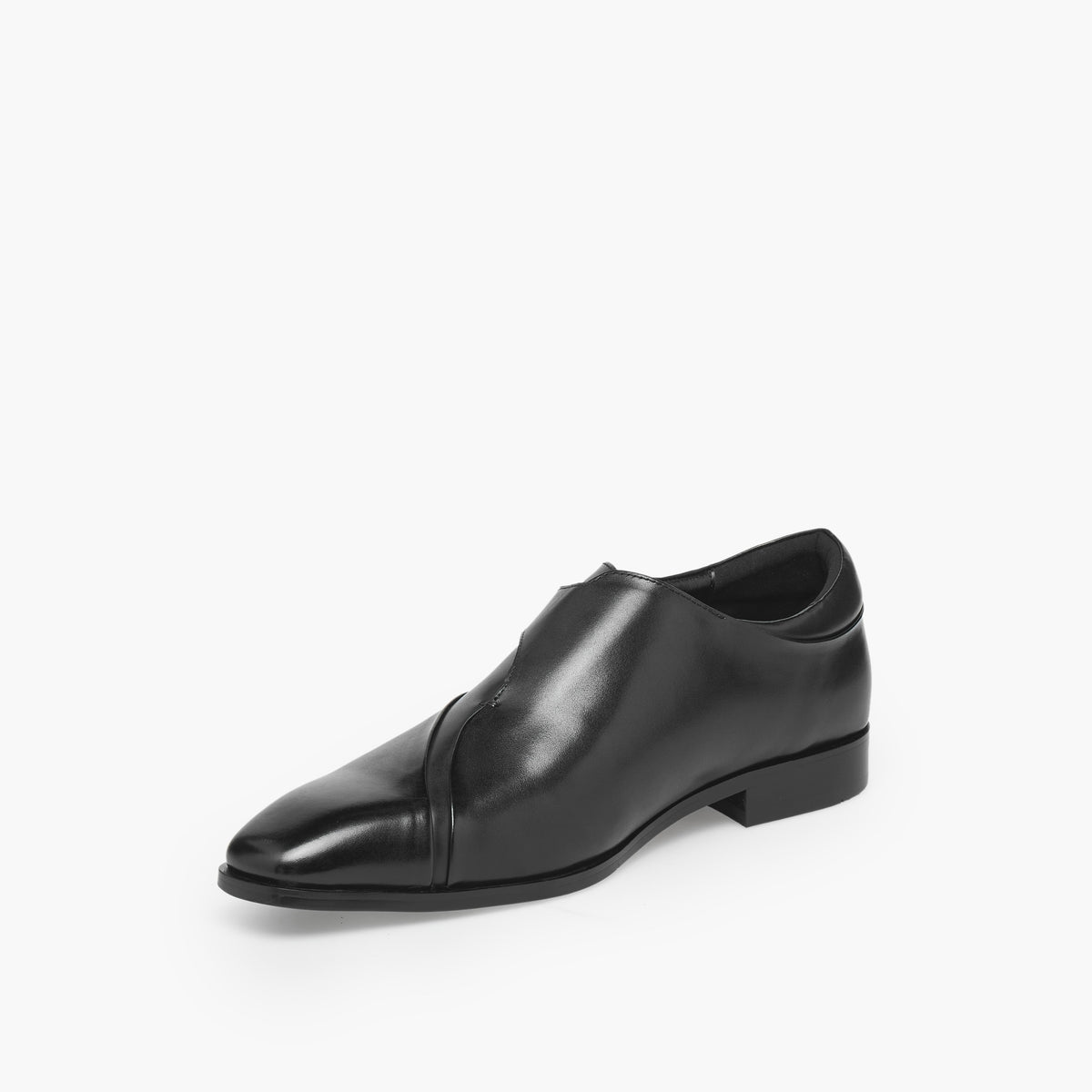 Duchini Men Buckled Leather Monk Shoes Black