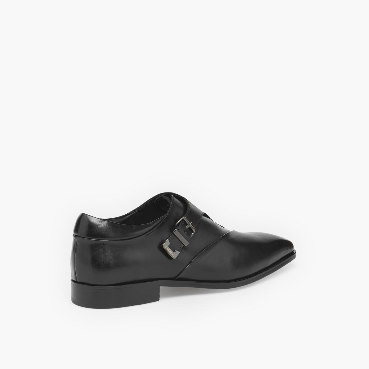 Duchini Men Buckled Leather Monk Shoes Black