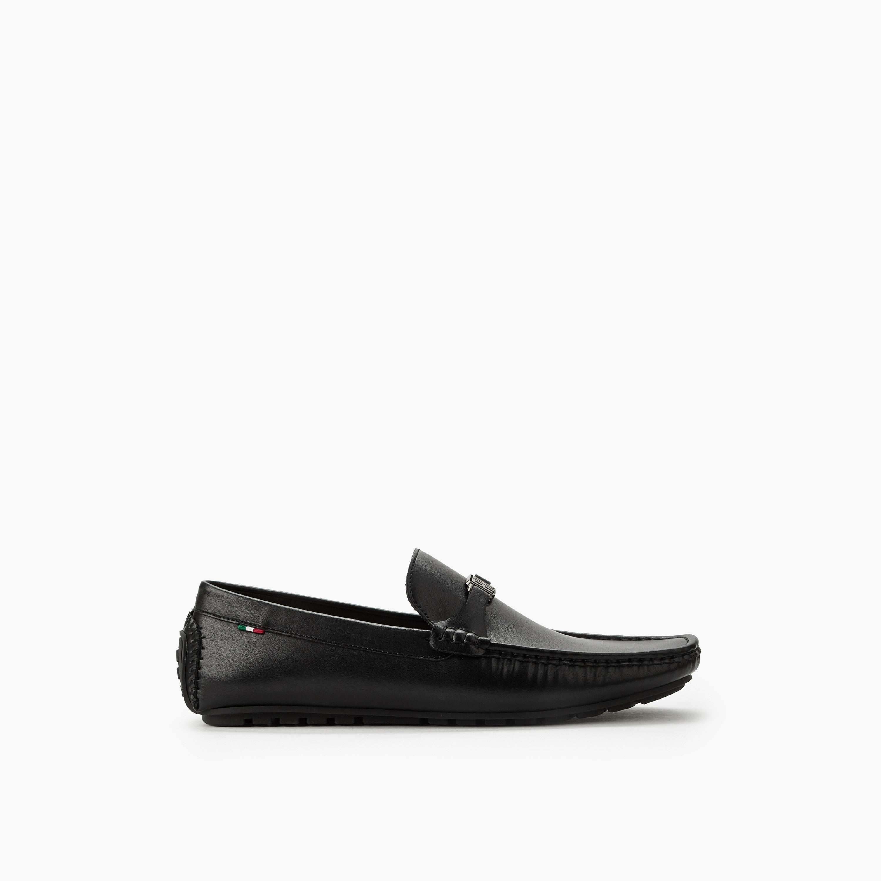 Renzo Ruganni Men Metallic Accent Slip-Ons Black