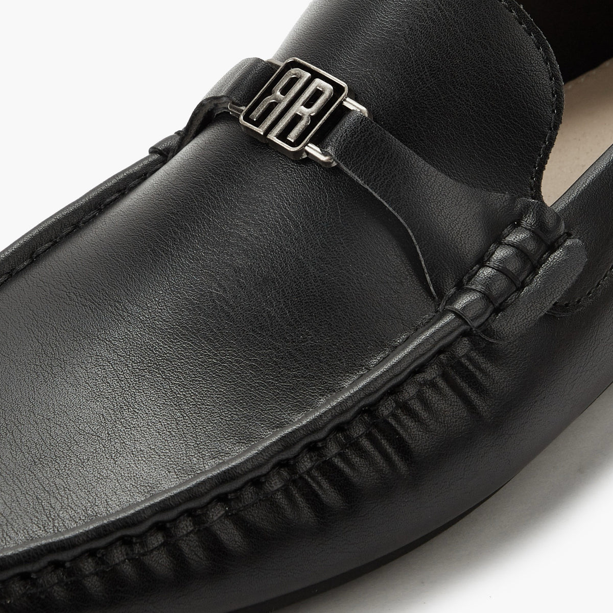 Renzo Ruganni Men Metallic Accent Slip-Ons Black