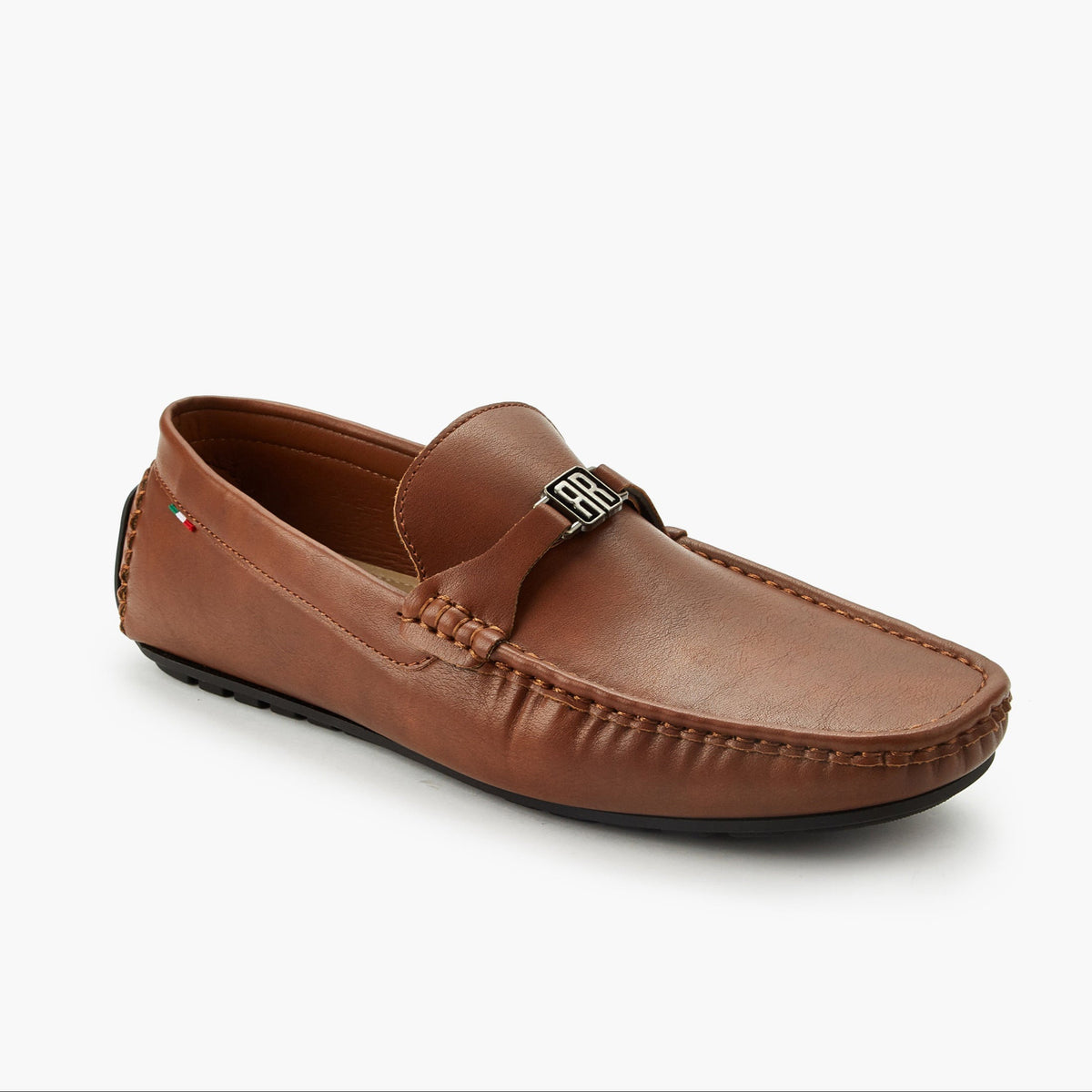 Renzo Ruganni Men Metallic Accent Slip-On Brown