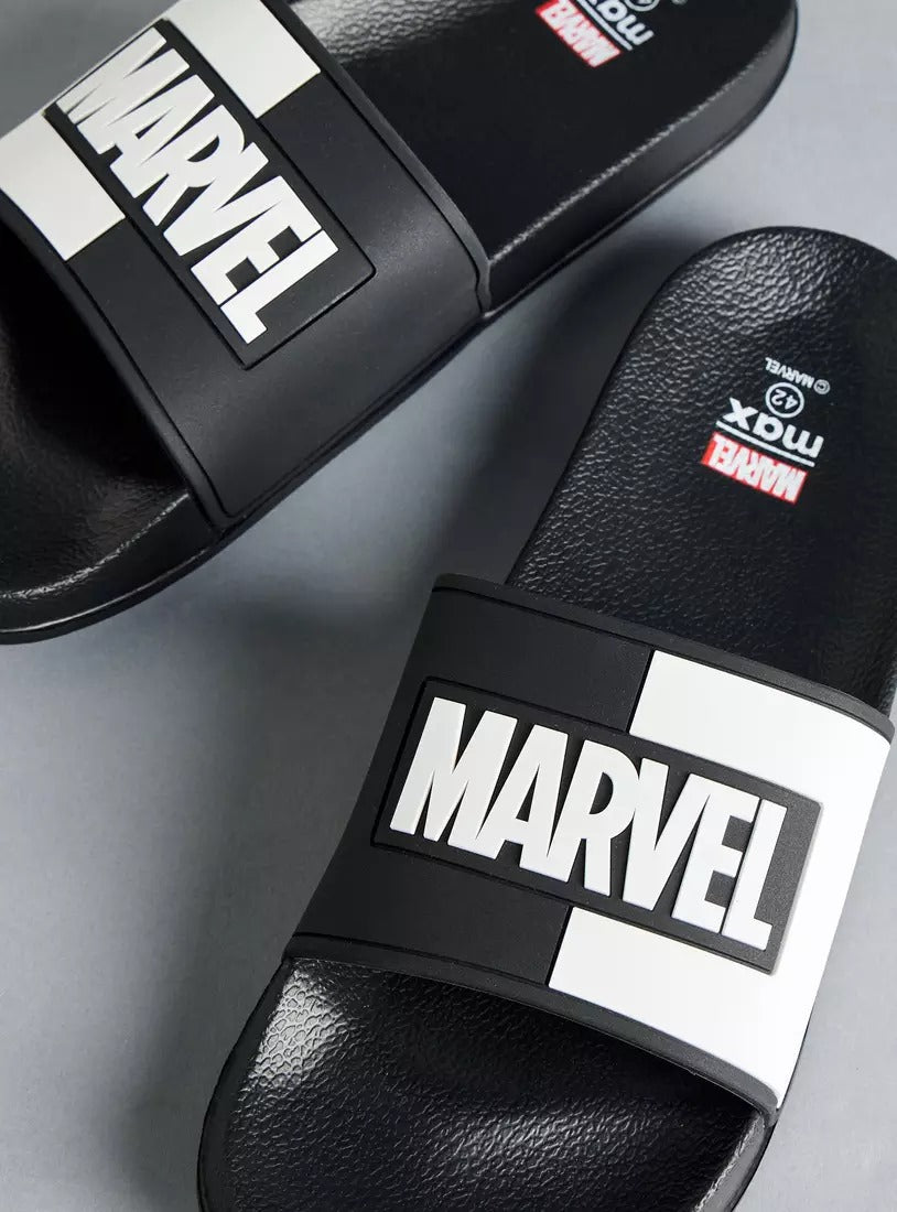 Max Marvel Applique Slides Black Men