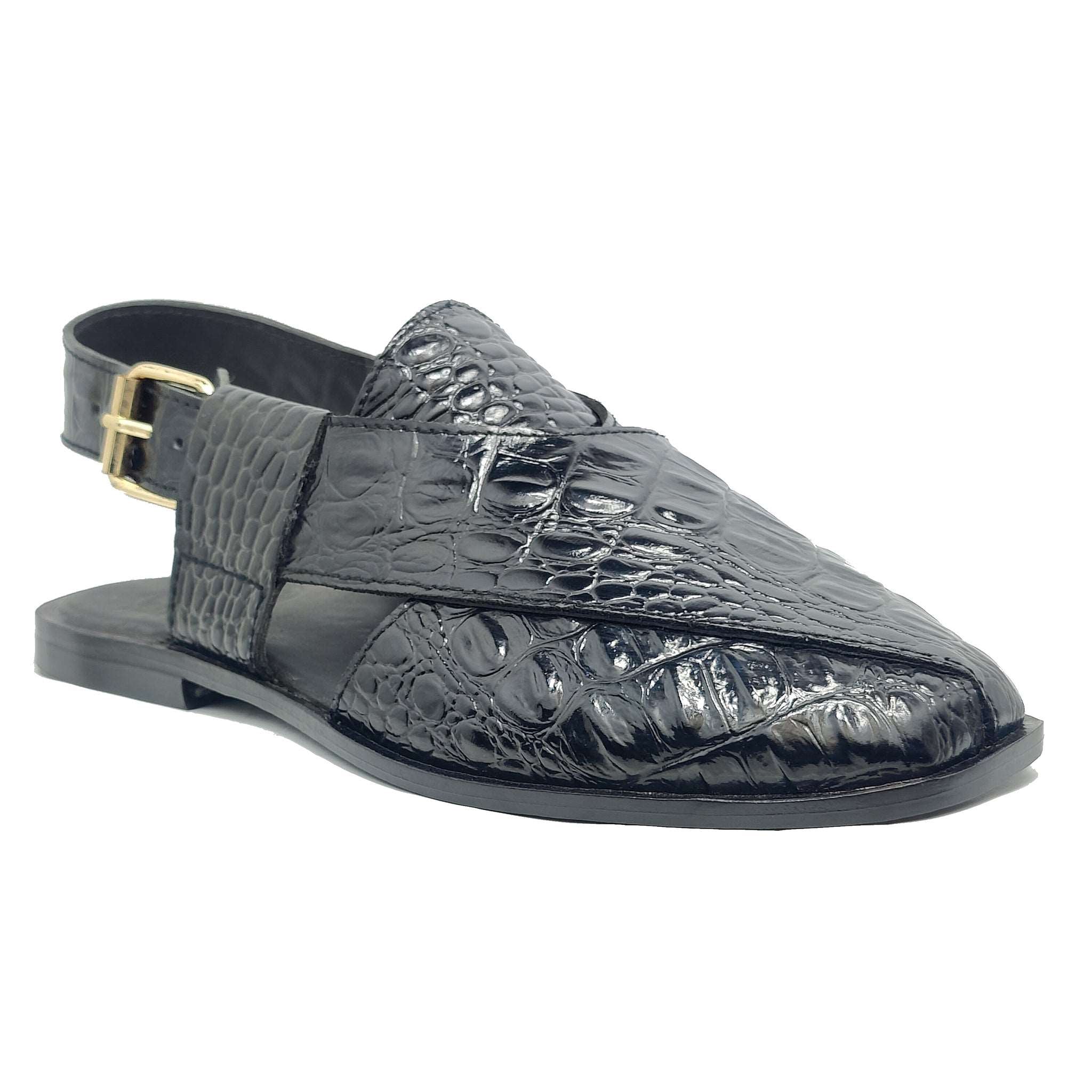 Handmade Calf Leather Chappal Black - Jango Mall