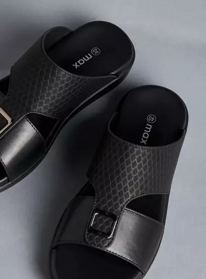Max Textured Slip-On Sandals Black