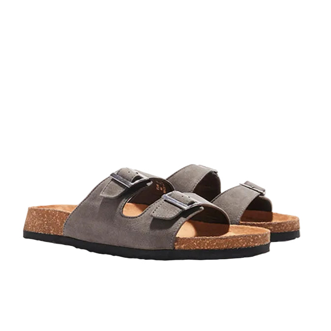 boohooMan Faux Suede Double Strap Sandal