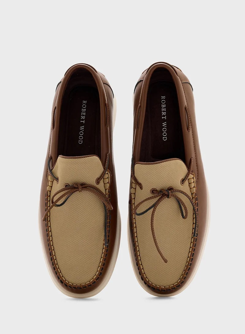 Robert Wood Casual Loafers  Brown/White